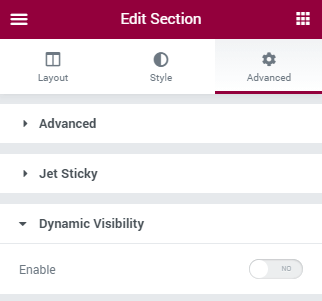 enable dynamic visibility