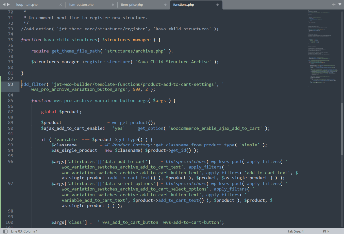 functions code editing
