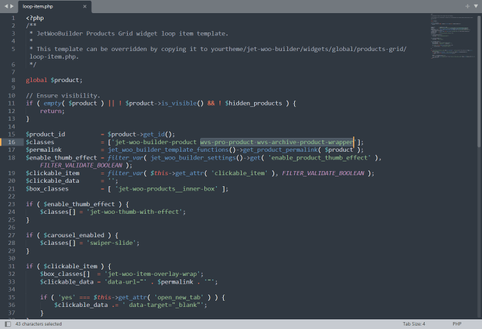 loop-item code editing