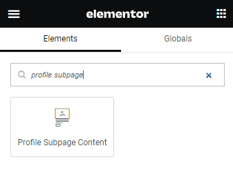 profile subpage content widget