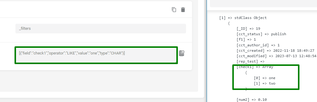checkbox value in query with one option checked