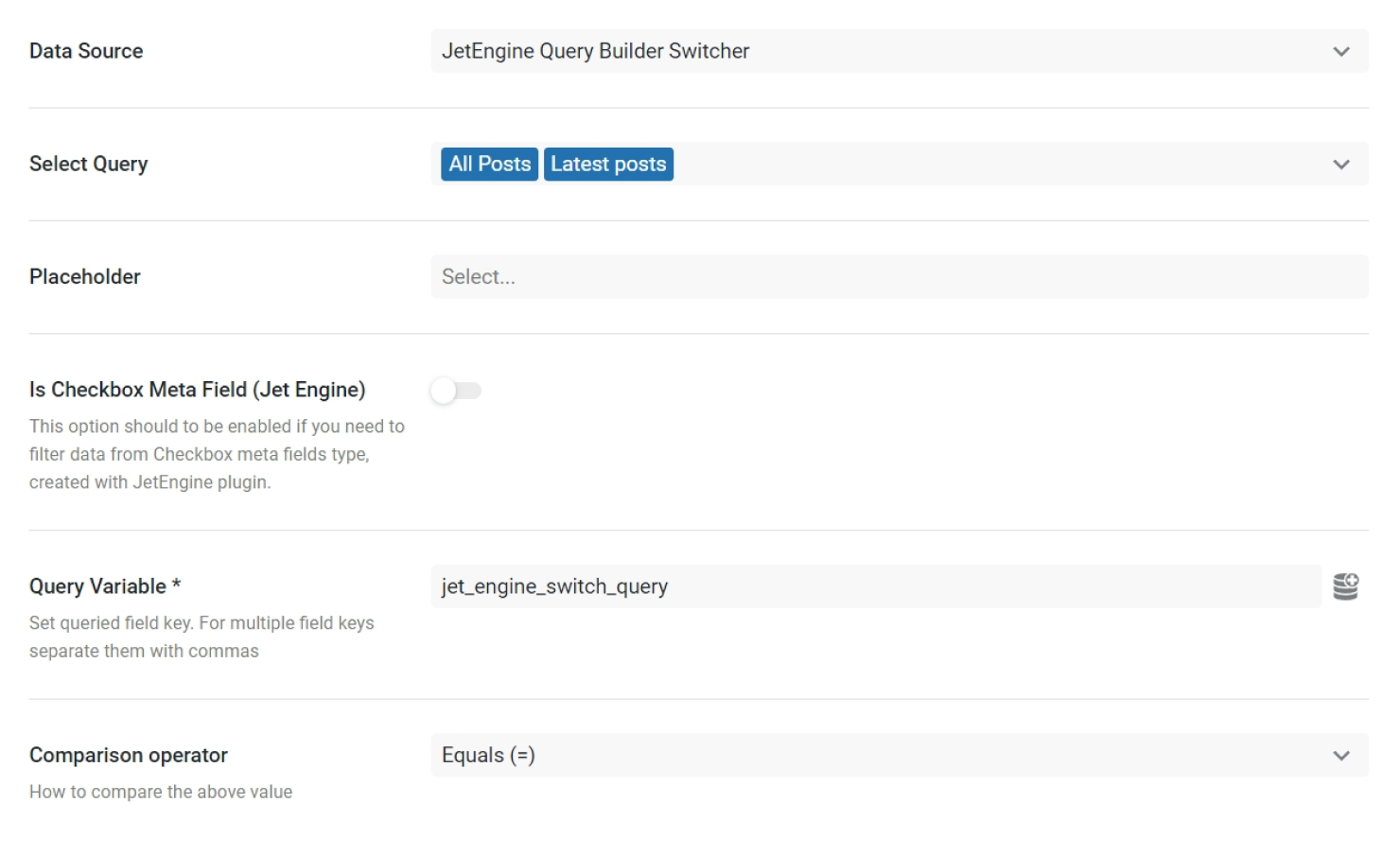 configuring filter by jetengine query builder switcher
