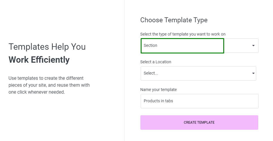 create a section template with Elementor