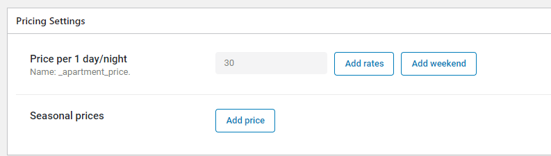 pricing settings section