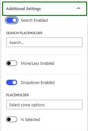 checkboxes additional settings tab