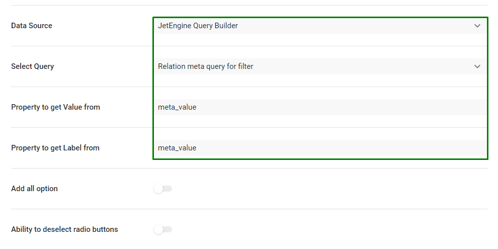 jetengine query builder as a filter data source
