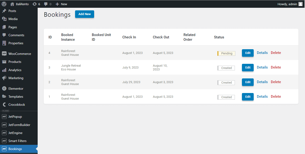 jetbooking dashboard