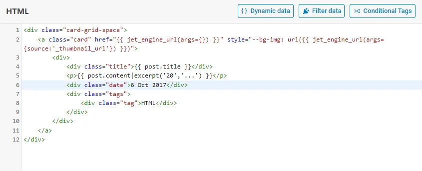 HTML code for displaying the post date