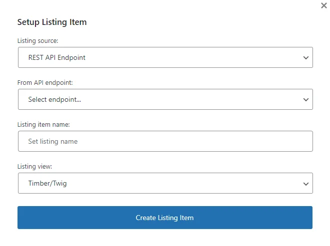 listing template for a REST API endpoint