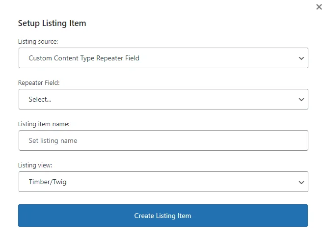 listing template for a custom content type repeater field