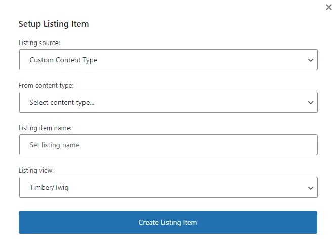 listing template for a custom content type
