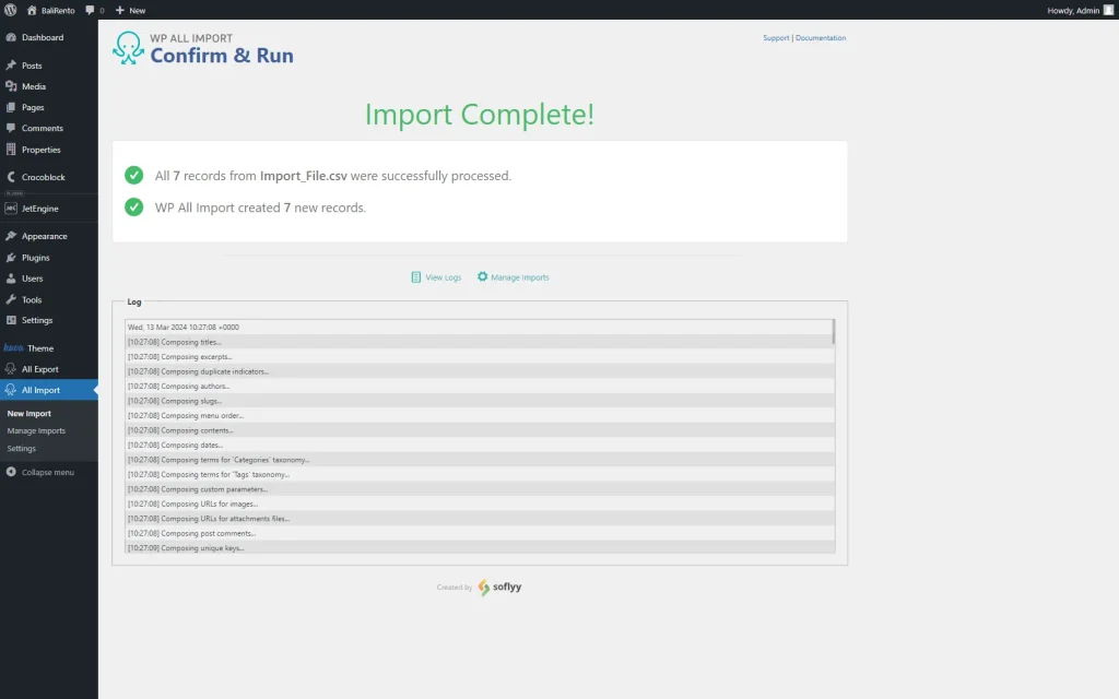 import complete window