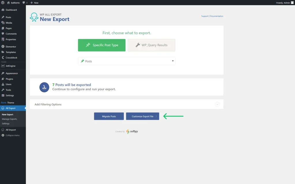 new export page
