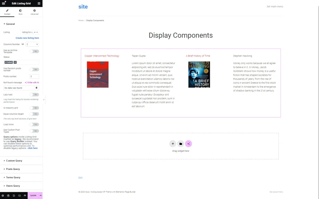 components with meta fields added