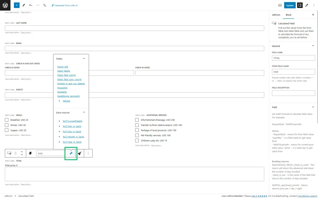 adding macros to the calculated field