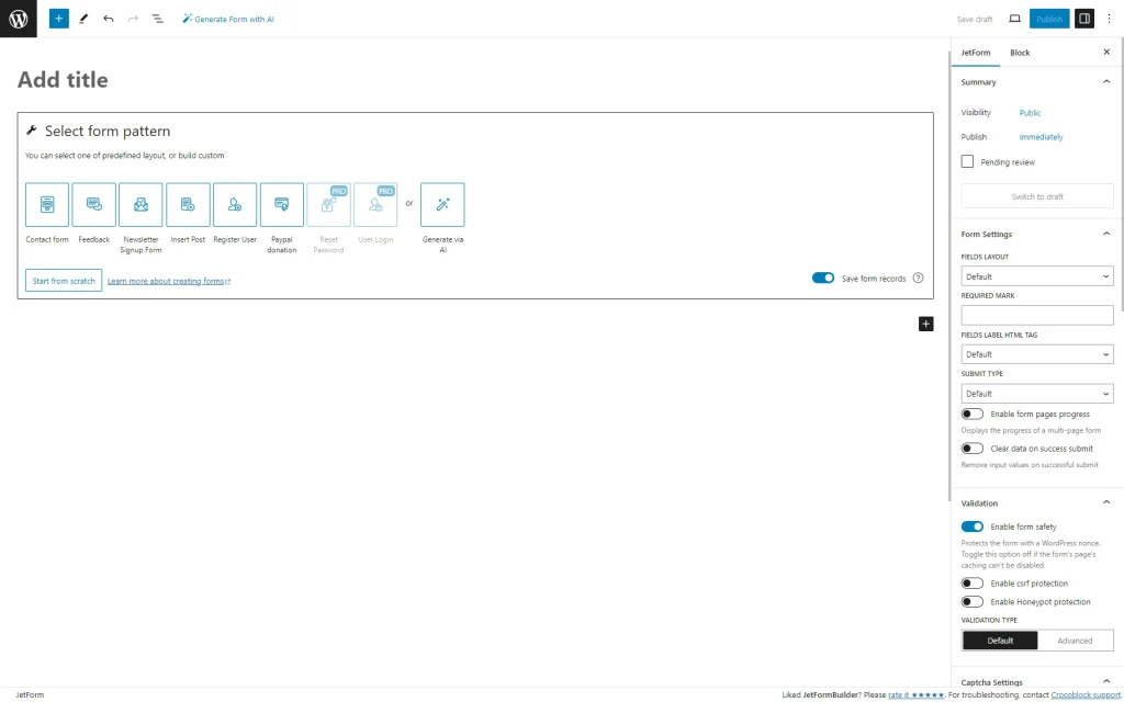 jetformbuilder default form 