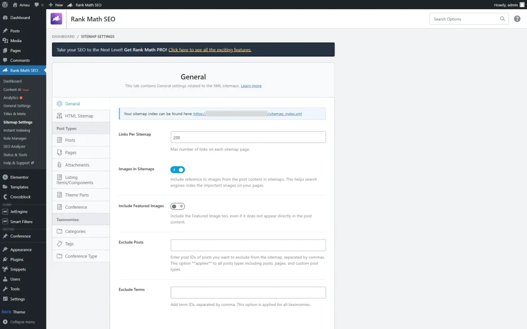 rank math seo sitemap settings