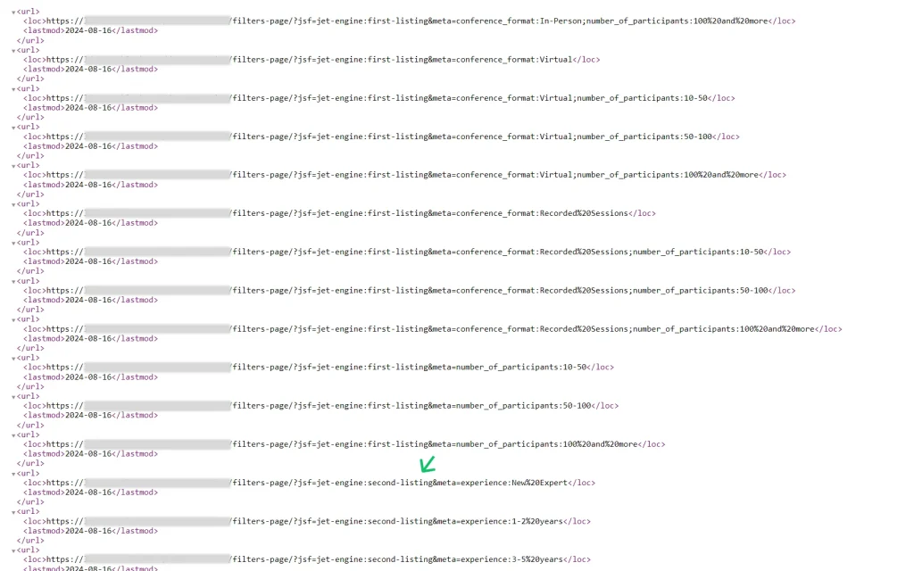 second listing sitemap rules