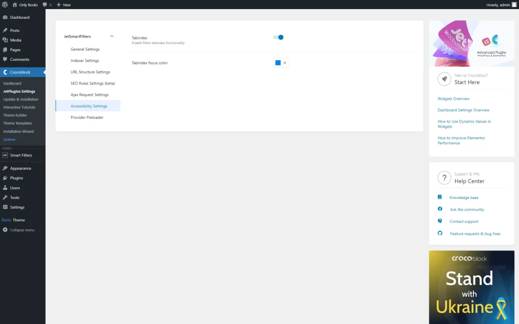 tabindex toggle activated