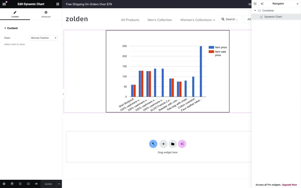 dynamic chart widget elementor preview