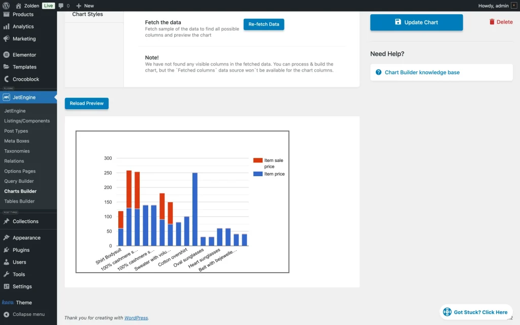 jetengine charts builder chart preview