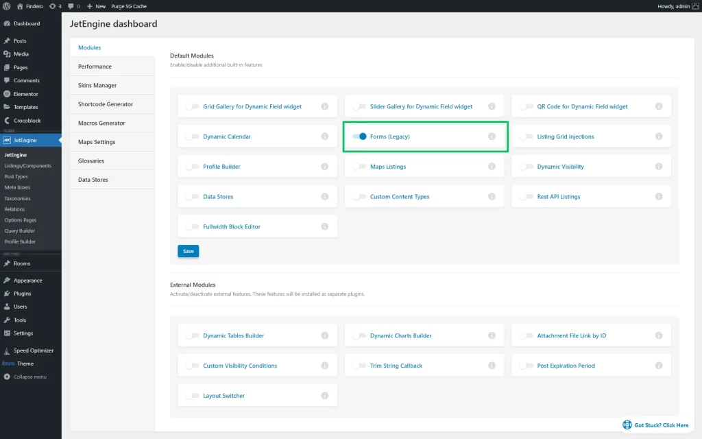 jetengine forms legacy toggle enabled