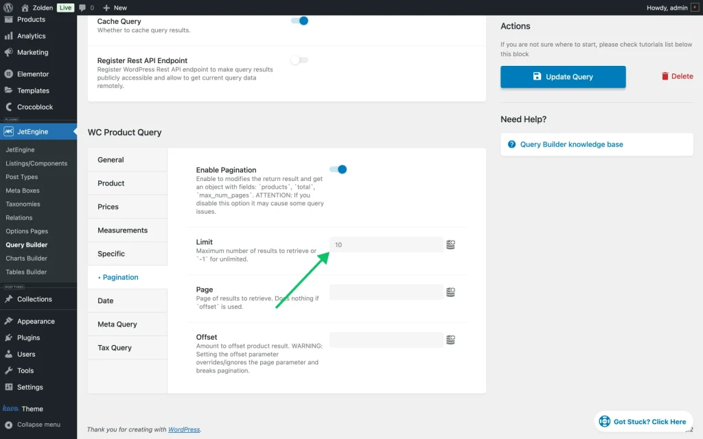 jetengine query builder pagination