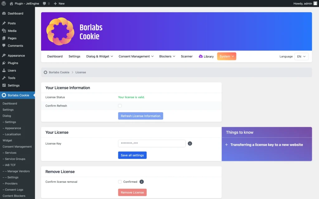 borlabs cookie plugin license