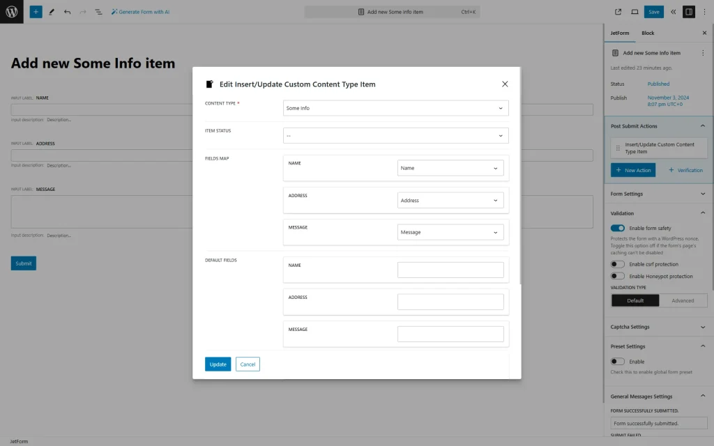 CCT editor in form
