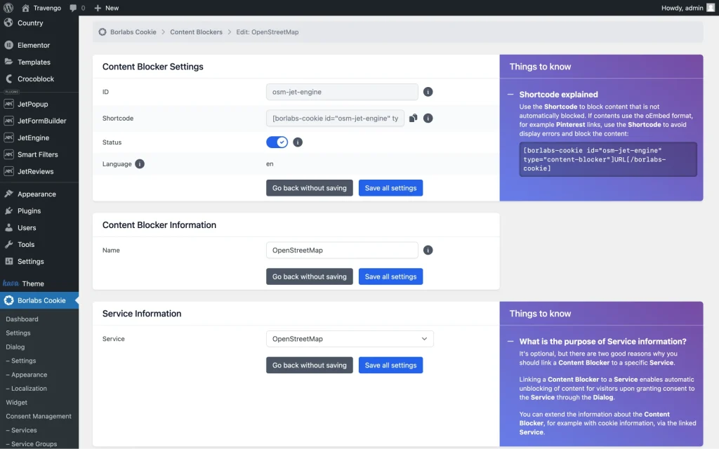 content blocker settings