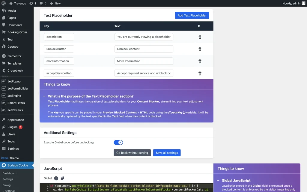 google maps package settings