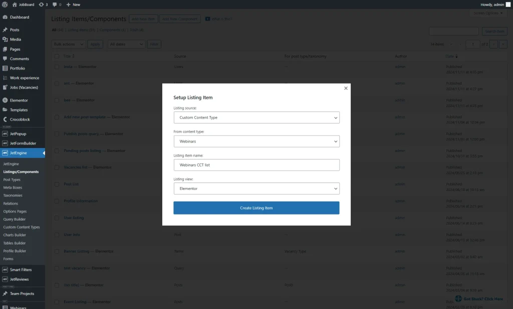 creating a listing template for the cct items