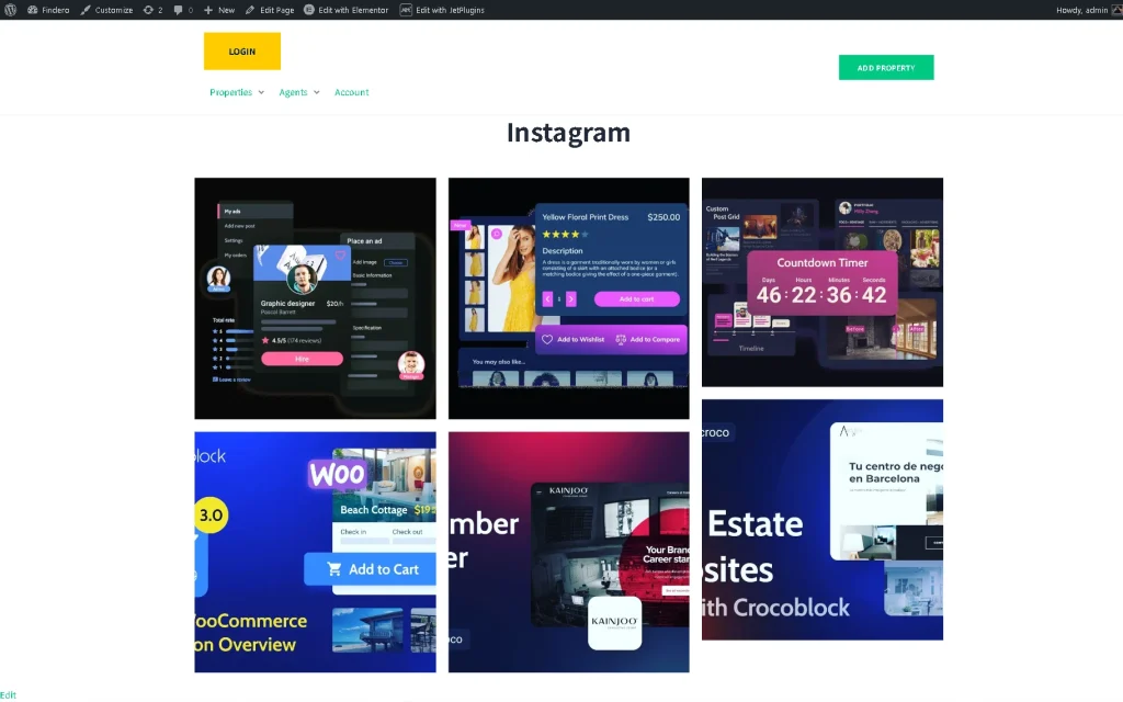 front-end view of the instagram photos