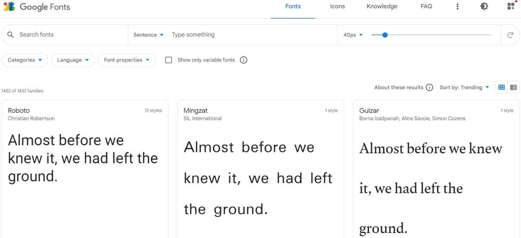 google fonts