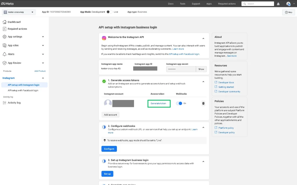 the generate access token block