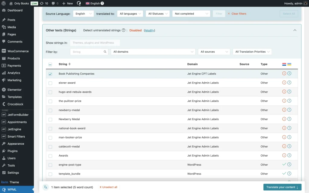 string editing in wpml