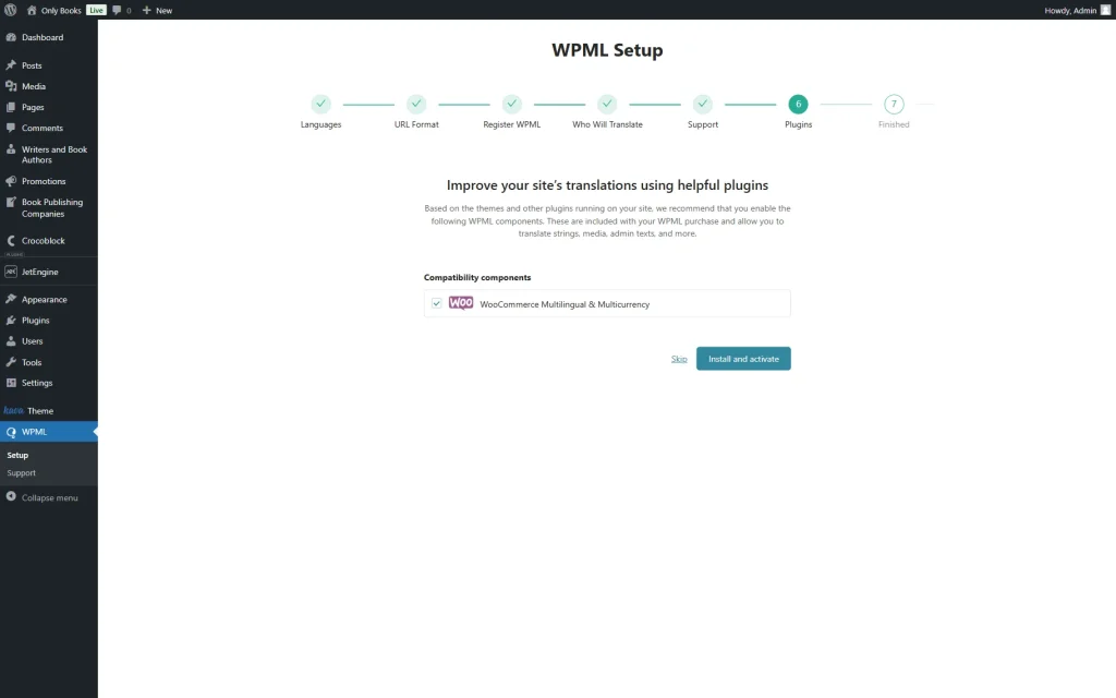 wpml setup plugins step