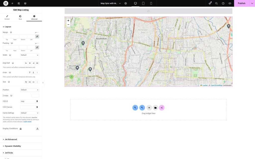 map listing advanced settings