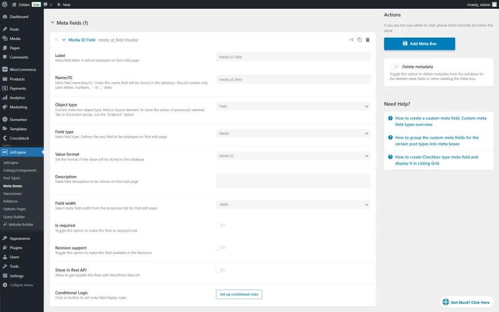 media id field settings