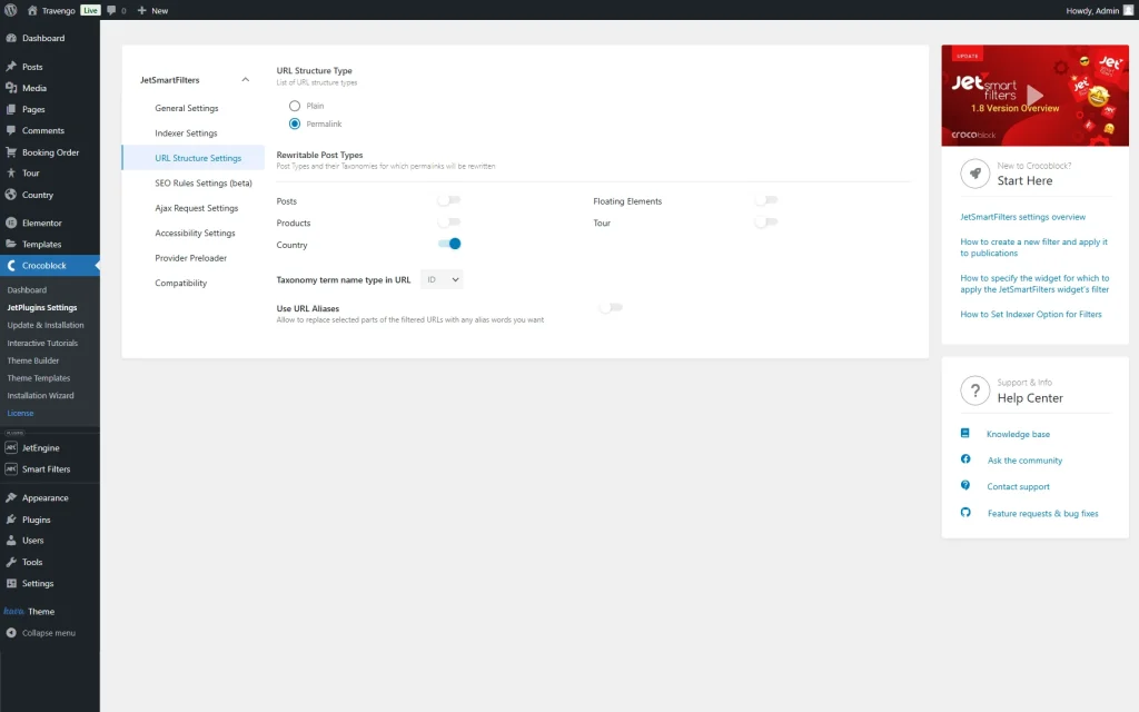 url structure settings jetsmartfilters