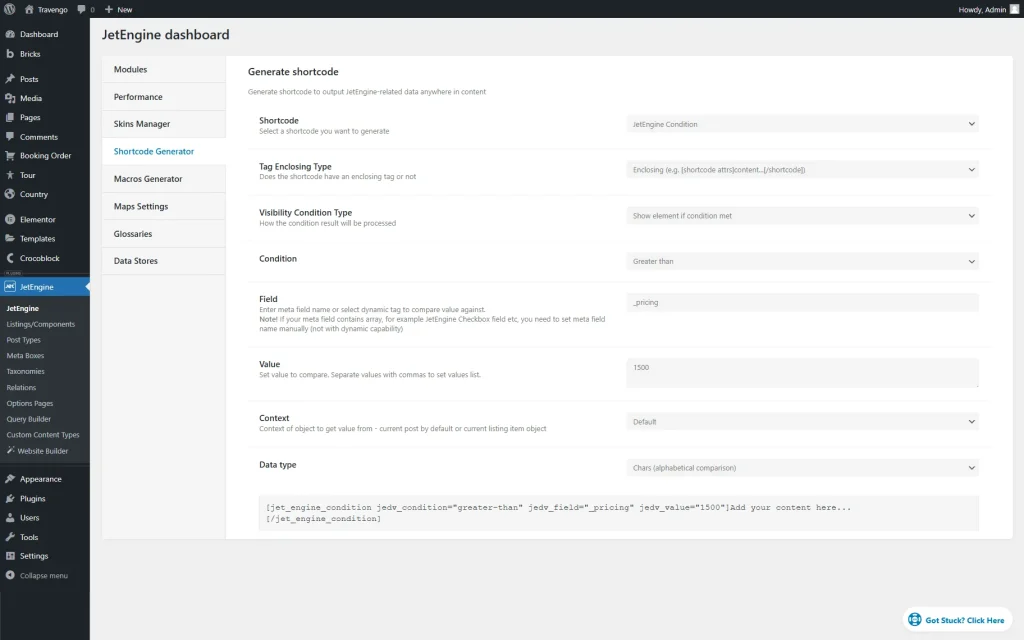 enclosing shortcode generator