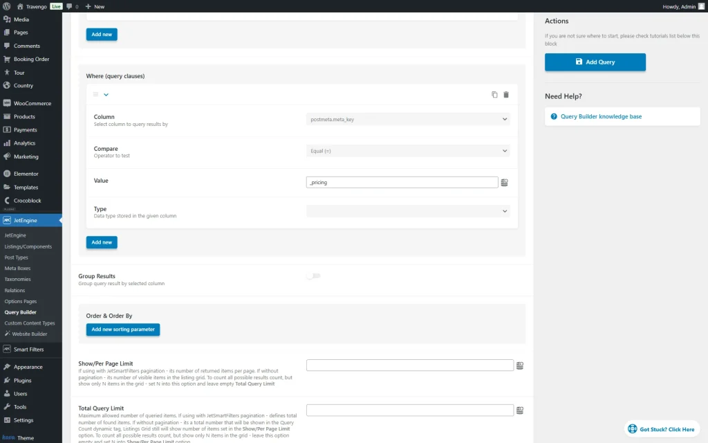 postmeta meta key query clause settings