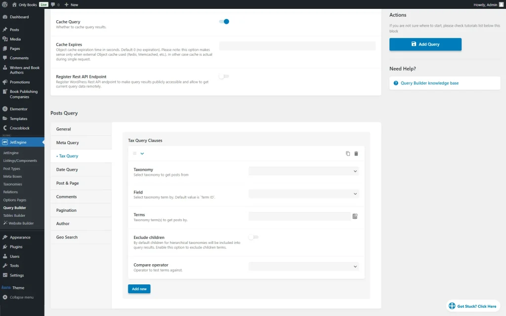 tax query posts query tab