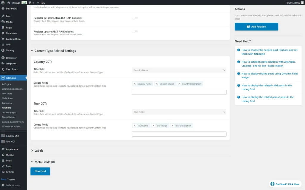 content type related settings