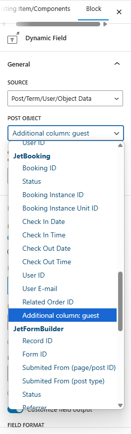 displaying the number of guests in the listing template in the block editor