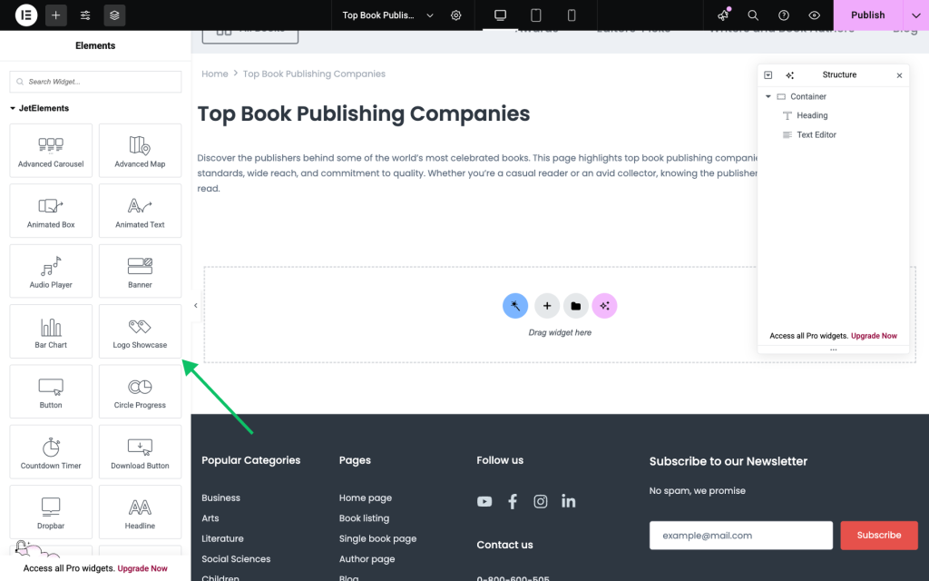 adding the logo showcase widget