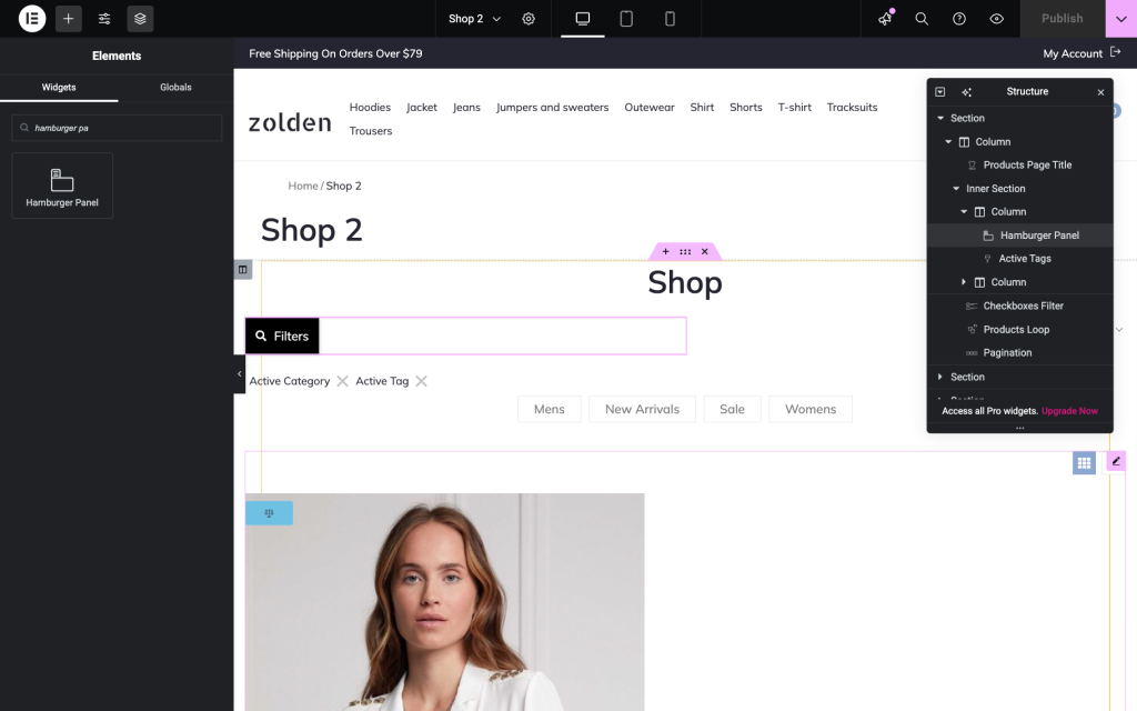 adding widget to elementor template