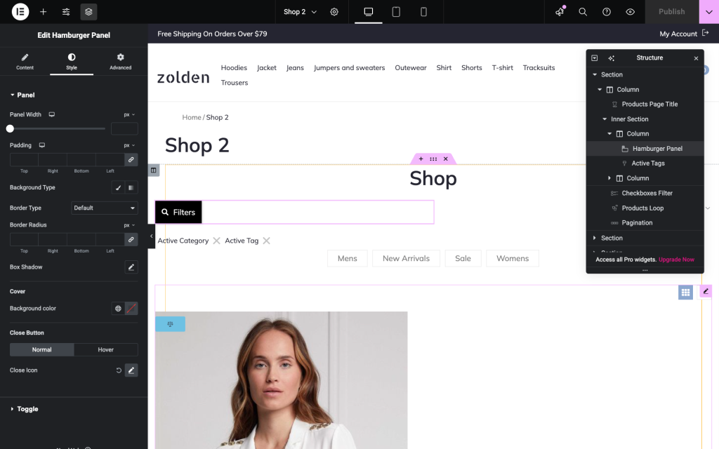 style tab panel section settings