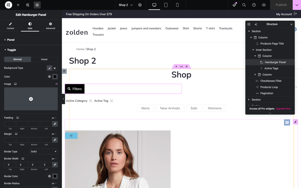style tab toggle section settings