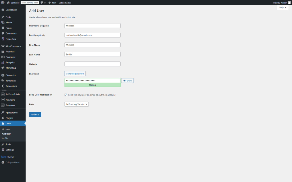 add user dashboard